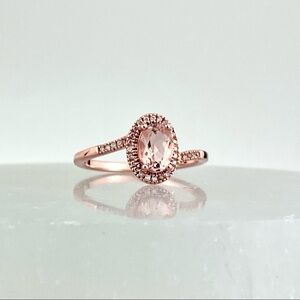 LOVELY 0.75 Ct Morganite Diamond 14kt Rose Gold Pink Champagne Engagement Ring 8